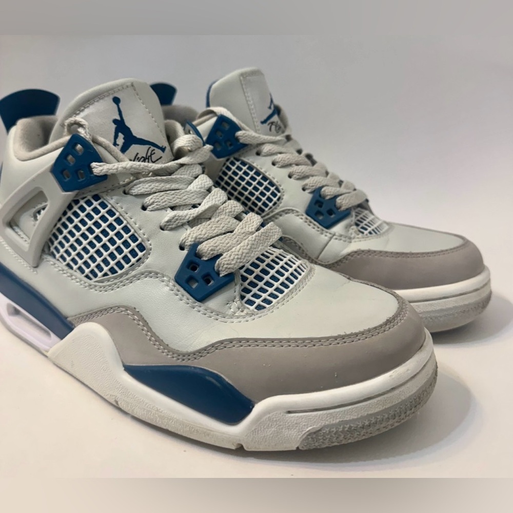 Nike White and Gray Air Jordan 4 Low-Top Sneakers